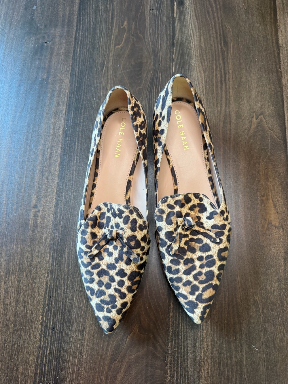 Cole Haan Leopard-Print Pointed-Toe Loafers - Tan/Black